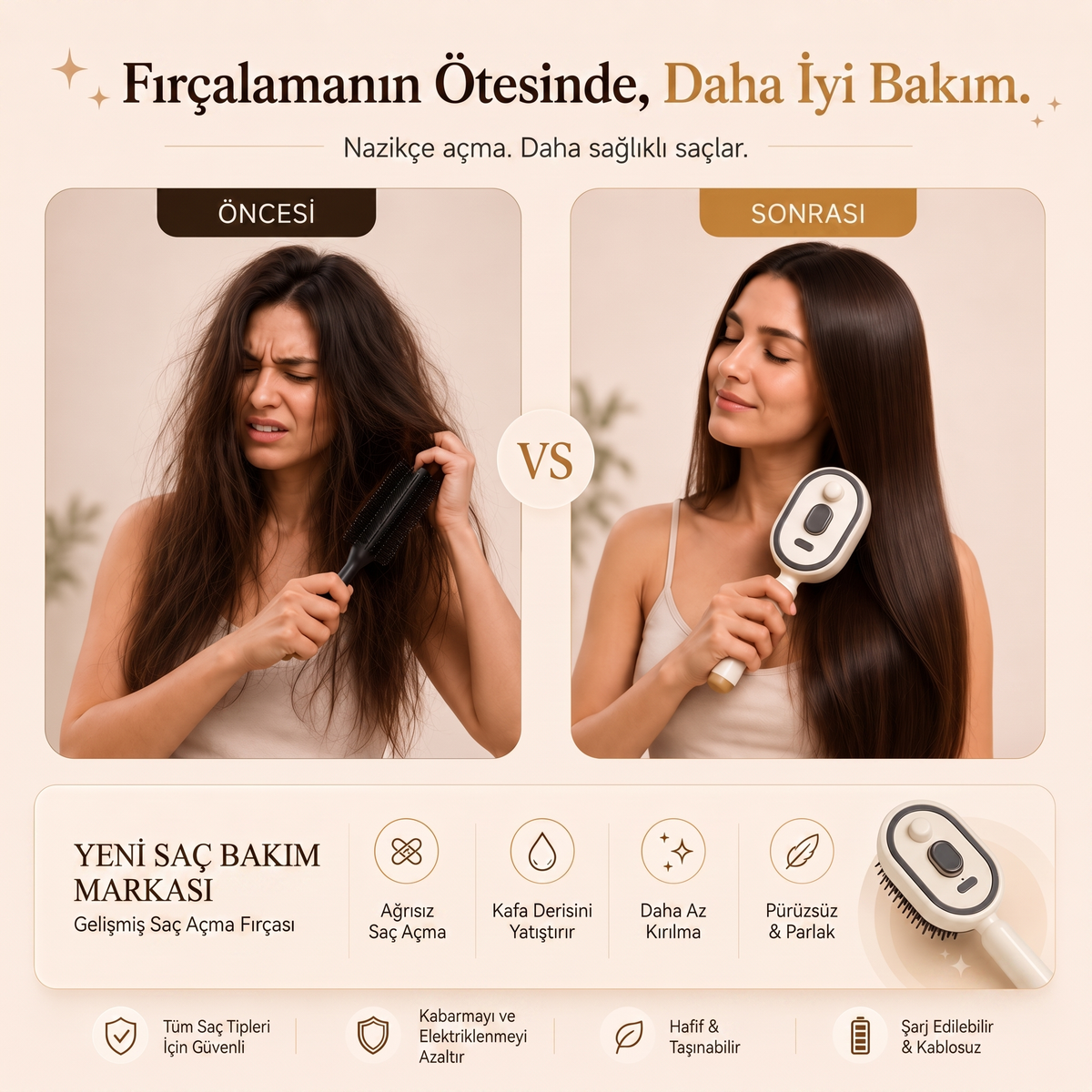 Morning Edit™ Nano Mist Buharlı Saç Bakım Fırçası