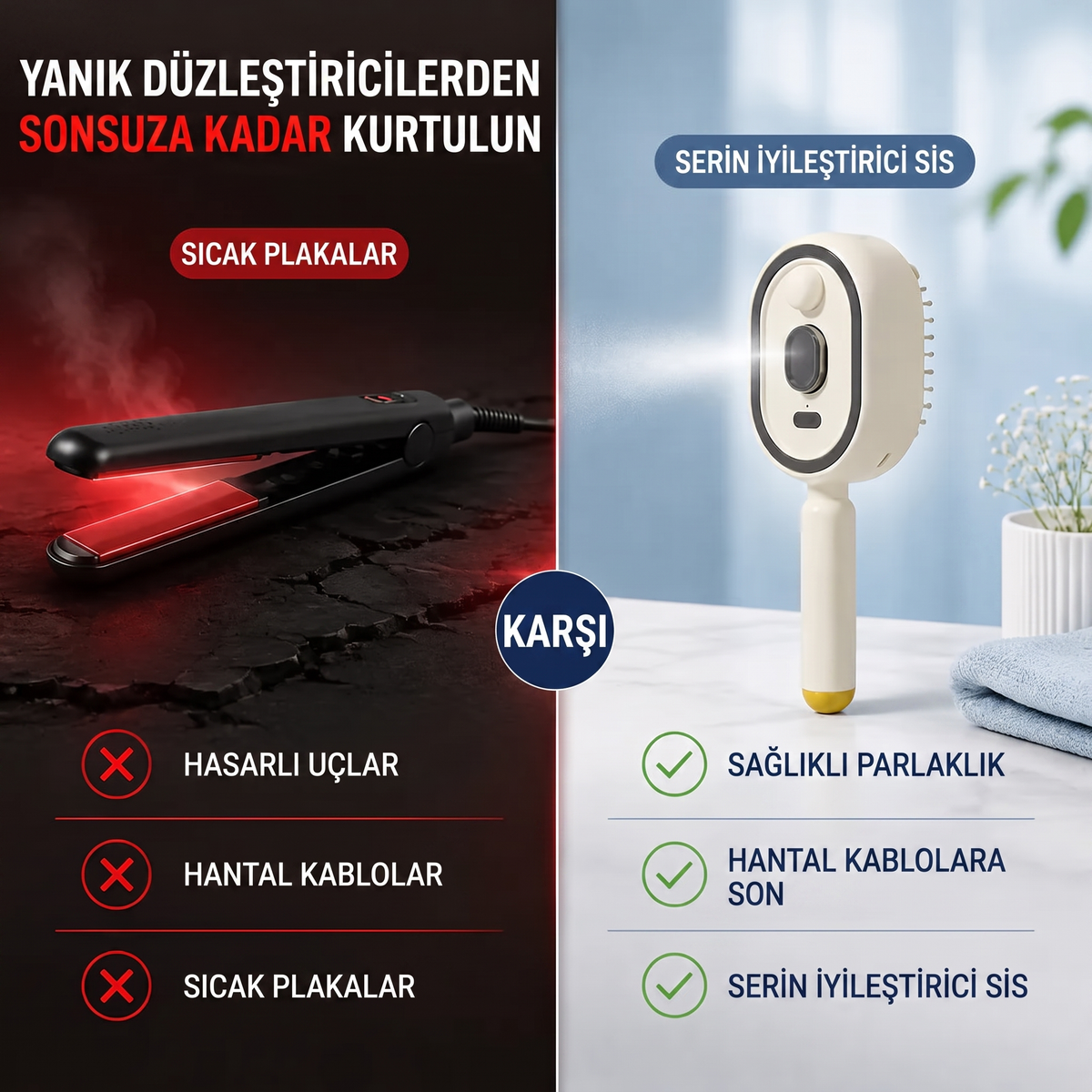Morning Edit™ Nano Mist Buharlı Saç Bakım Fırçası